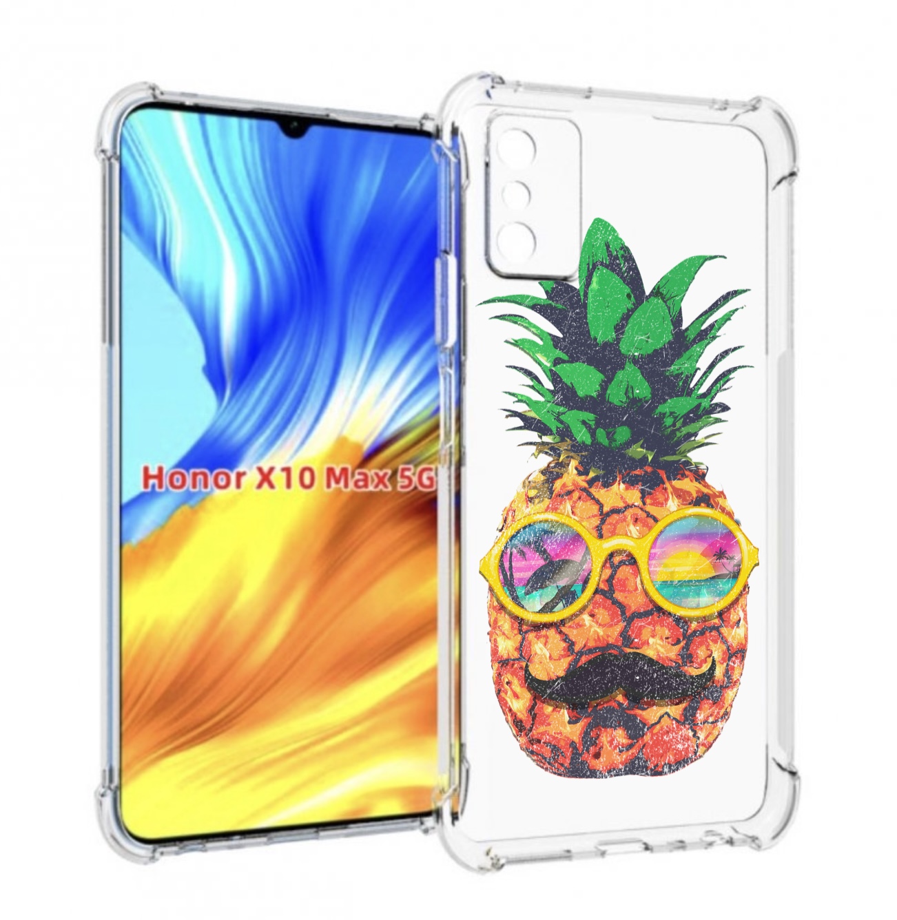 

Чехол MyPads прикольный ананас с лицом для Honor X10 Max, Прозрачный, Tocco