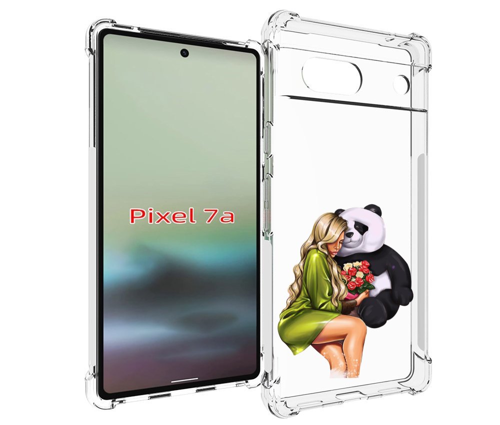 

Чехол MyPads Девушка-с-пандой-с-букетом женский для Google Pixel 7A, Tocco