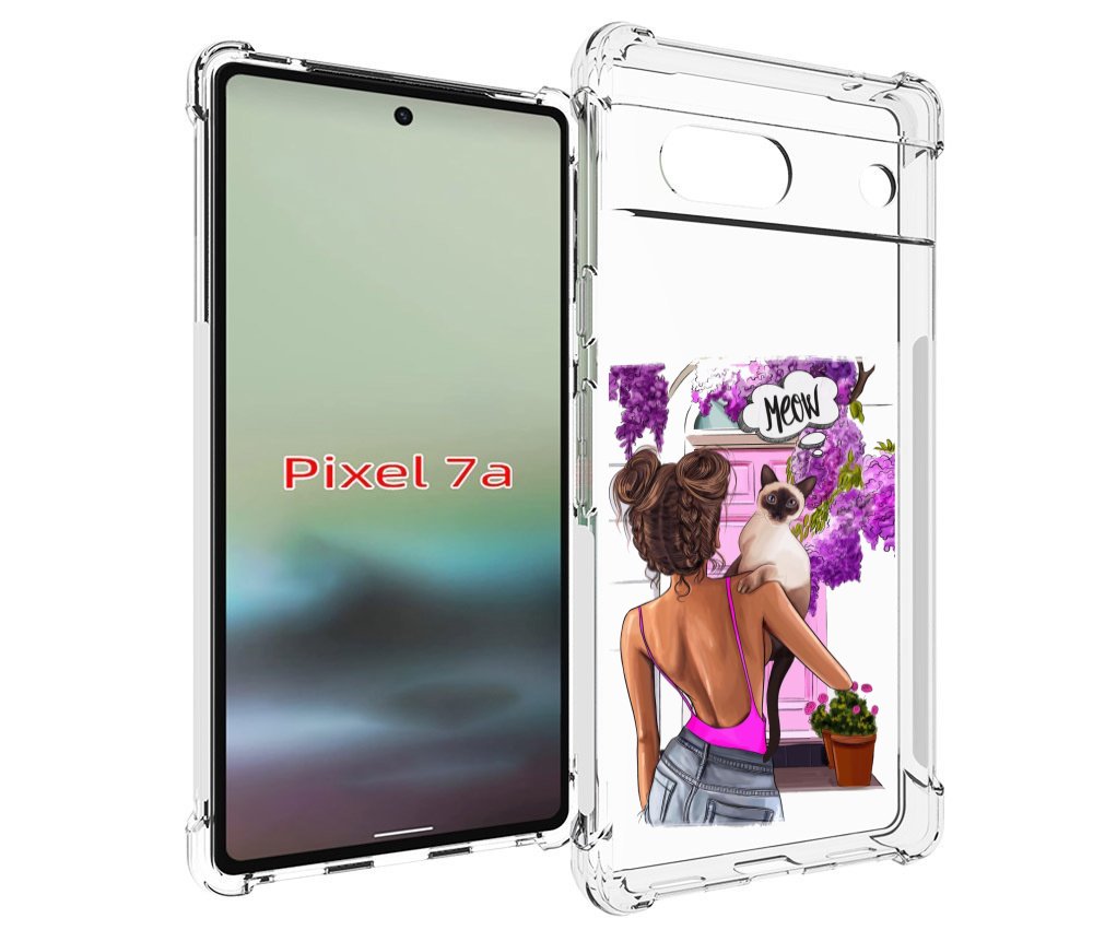 

Чехол MyPads Девушка-с-котиком женский для Google Pixel 7A, Tocco