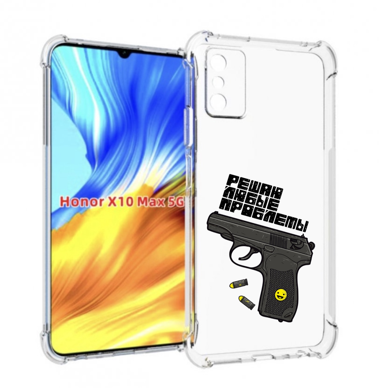 

Чехол MyPads пистолет против проблем для Honor X10 Max, Прозрачный, Tocco