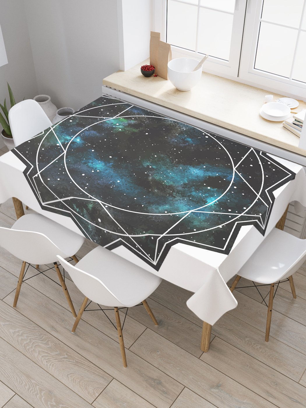 

Скатерть прямоугольная JoyArty "Геометрия астрологии" из оксфорда, 120x145 см, Синий, Геометрия астрологии