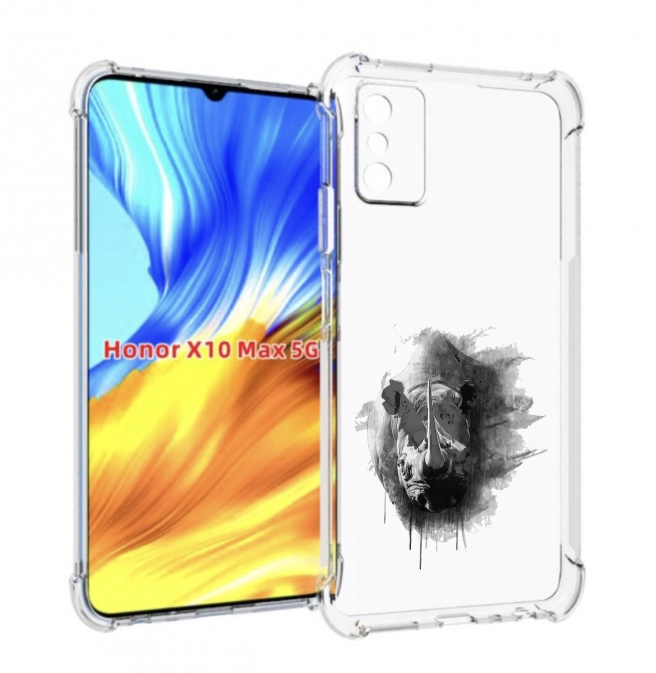 

Чехол MyPads носорог для Honor X10 Max, Прозрачный, Tocco