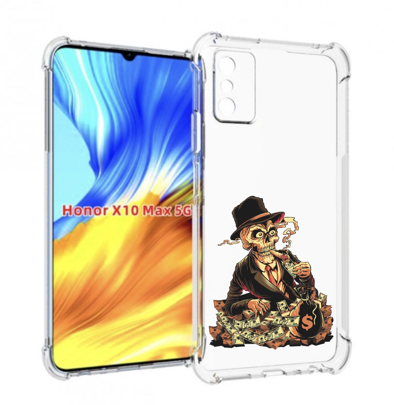 

Чехол MyPads нарисованный череп с сигаретой для Honor X10 Max, Прозрачный, Tocco