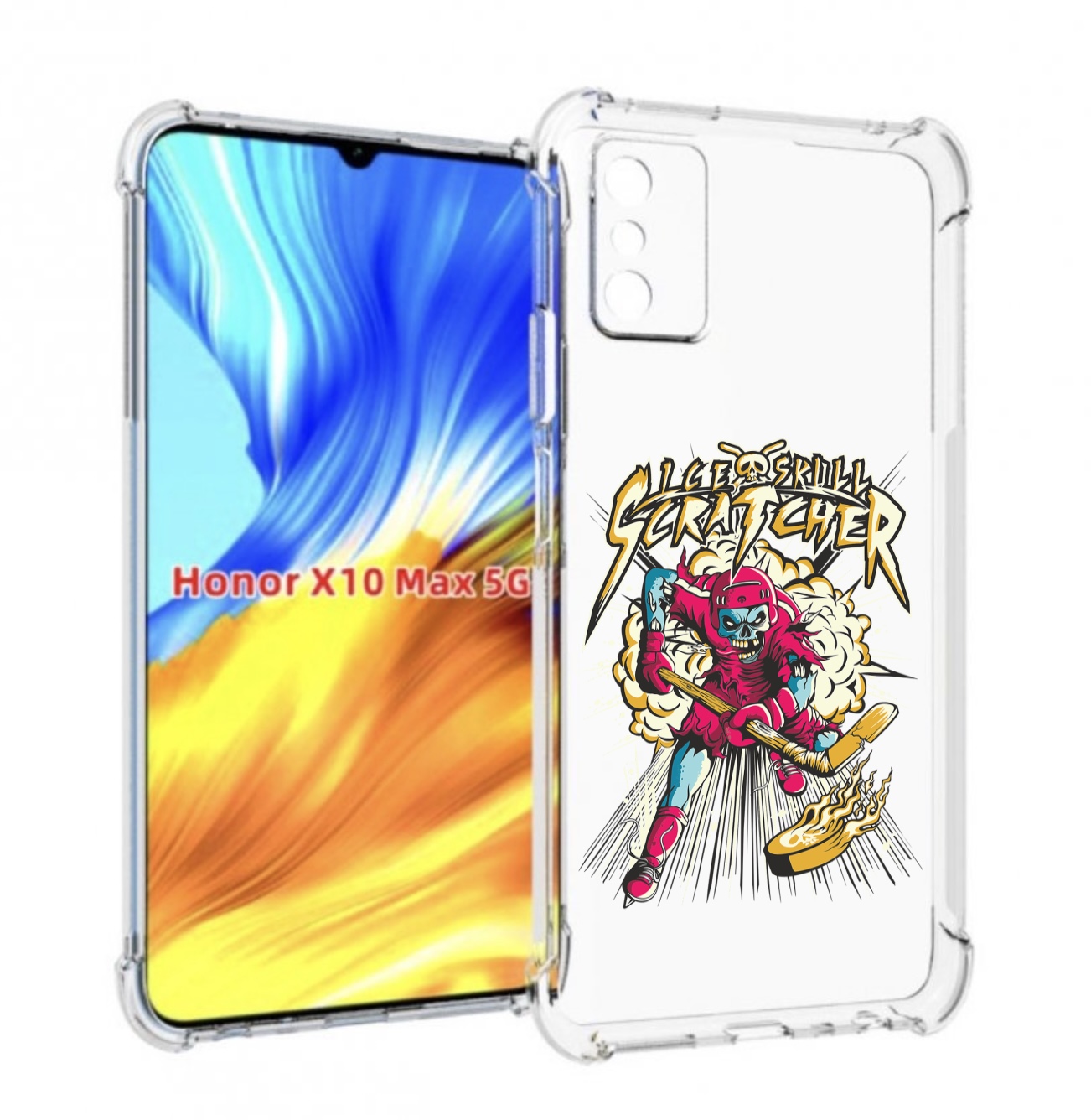 

Чехол MyPads нарисованный скелет хоккеист для Honor X10 Max, Прозрачный, Tocco