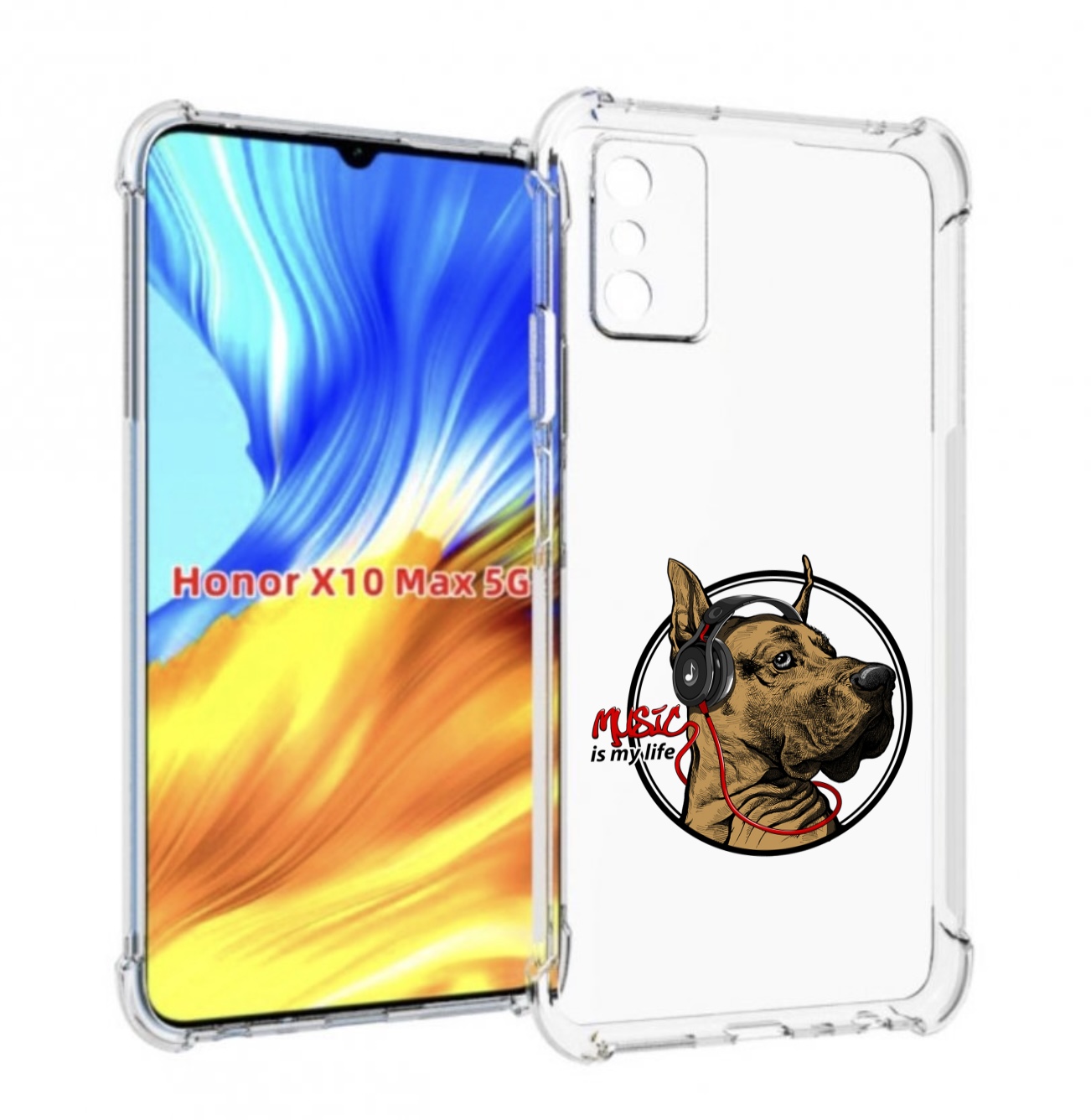 

Чехол MyPads музыкальная собака для Honor X10 Max, Прозрачный, Tocco