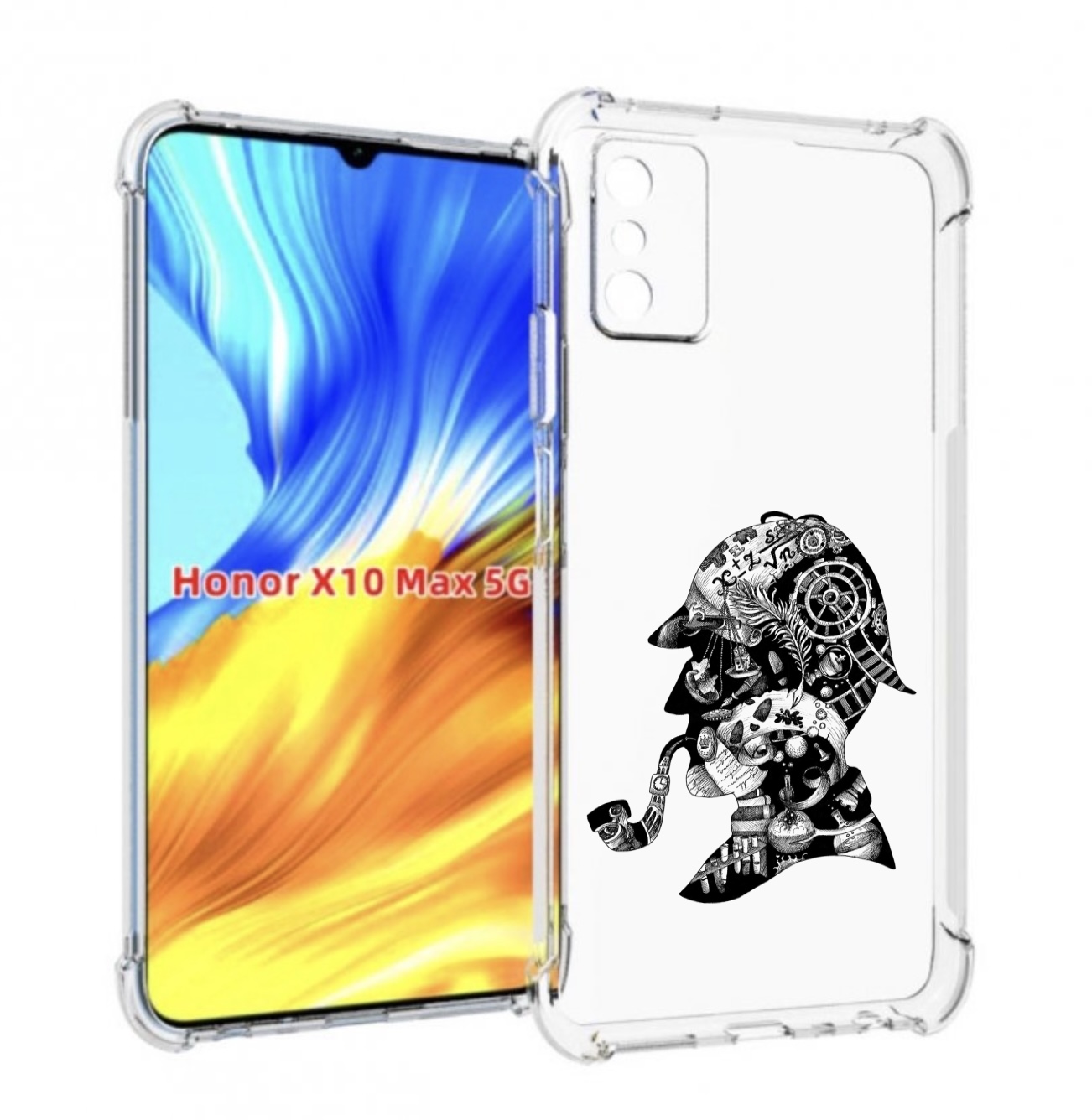 

Чехол MyPads мужчина с трубкой абстракция для Honor X10 Max, Прозрачный, Tocco