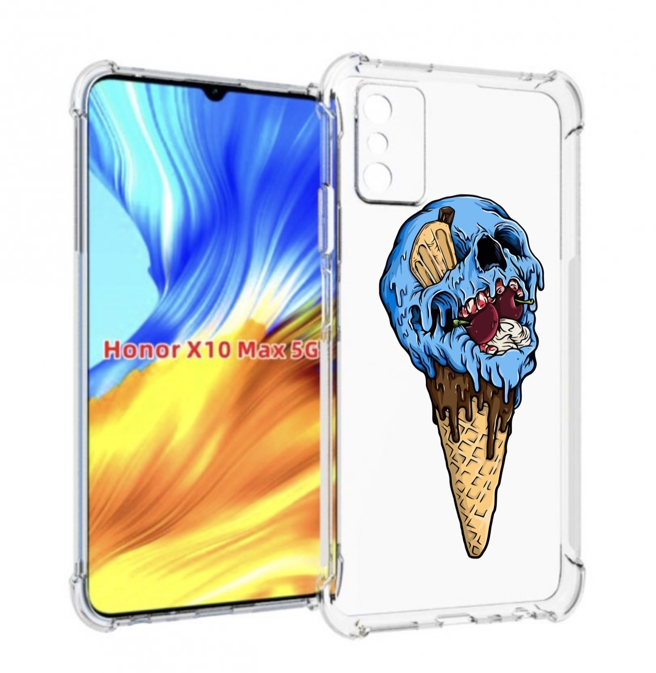 

Чехол MyPads мороженное череп для Honor X10 Max, Прозрачный, Tocco