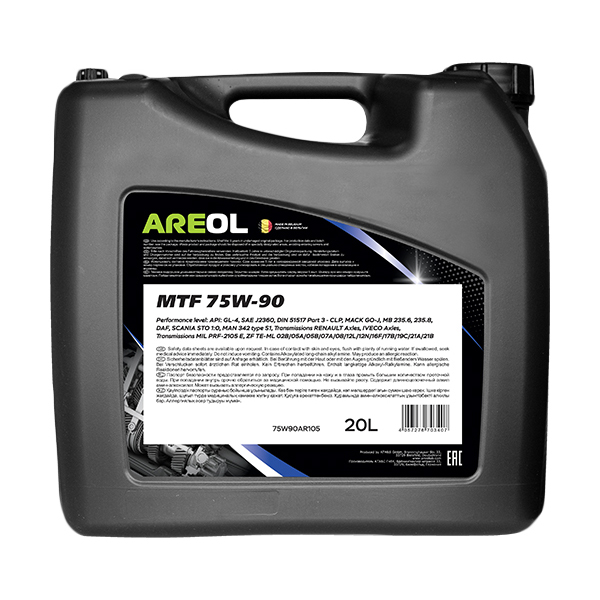 фото Areol mtf 75w90 (20л) полусинт. трансм. масло для робот. и мкпп api gl-4 areol 75w90ar105