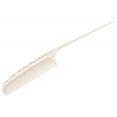 Расческа Y.S.Park супер короткая с пластиковым хвостиком, мелкие зубцы, белая YS-113 white хвостик мистера симпатяги