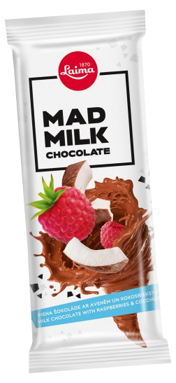 

Плитка Laima Mad Milk молочный шоколад с малиной и кокосом 90 г