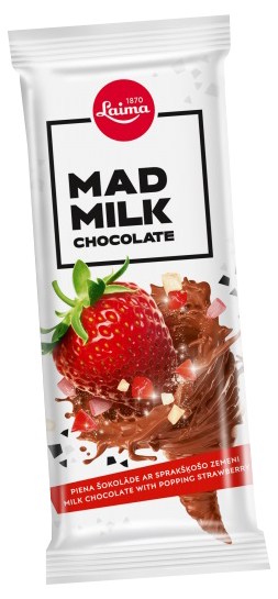 

Плитка Laima Mad Milk молочный шоколад с хрустящей клубникой 90 г