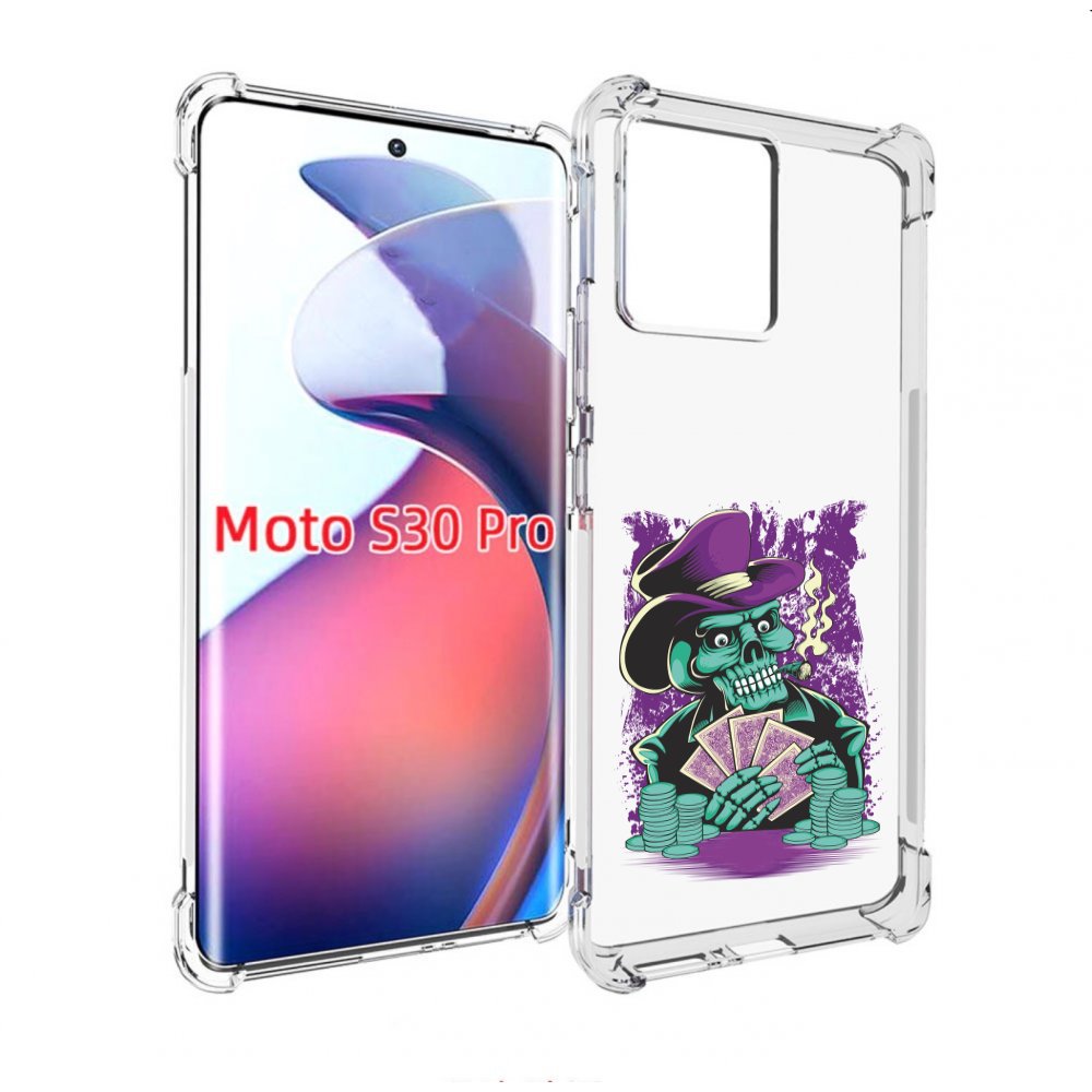 

Чехол MyPads зеленый череп с картами для Motorola Moto S30 Pro, Прозрачный, Tocco