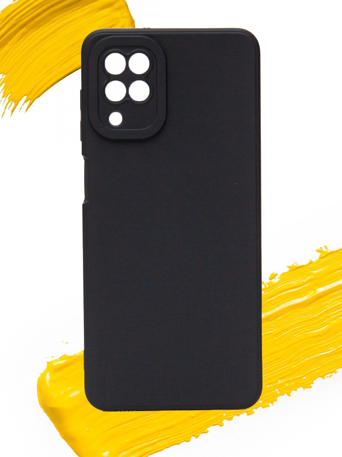 

Чехол для Samsung Galaxy A22/Galaxy M22 с защитой камеры, насыщенный черный, Silicone case