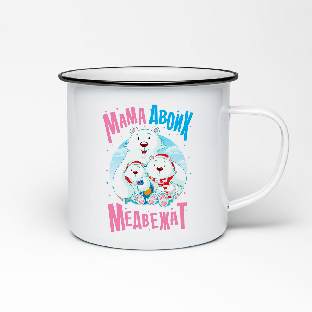 

Кружка металлическая CoolPodarok Семья. Мама двоих медвежат