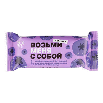 

BY Многозлаковый батончик-мюсли Возьми с собой, черника, 55 гр