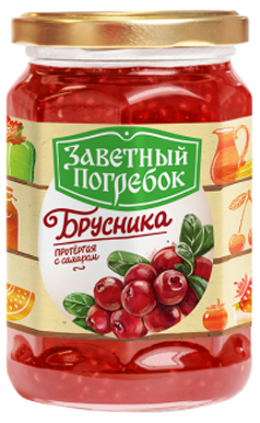

Протертые ягоды Заветный погребок брусника с сахаром 550 г