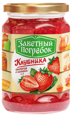 

Протертые ягоды Заветный погребок клубника с сахаром 550 г
