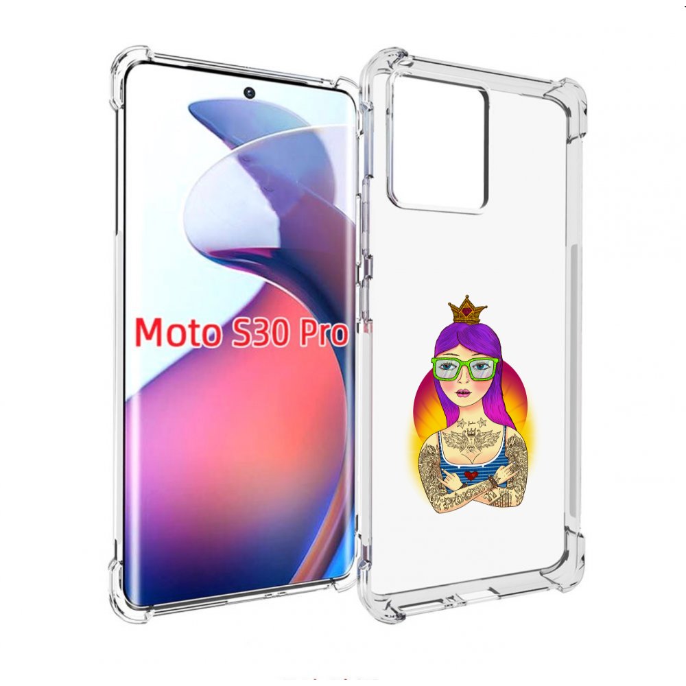 

Чехол MyPads девушка в татуировках с короной для Motorola Moto S30 Pro, Прозрачный, Tocco