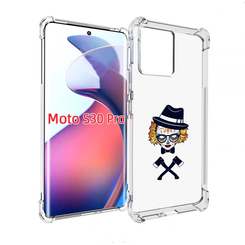 

Чехол MyPads девушка в маске с топорами рисунок для Motorola Moto S30 Pro, Прозрачный, Tocco