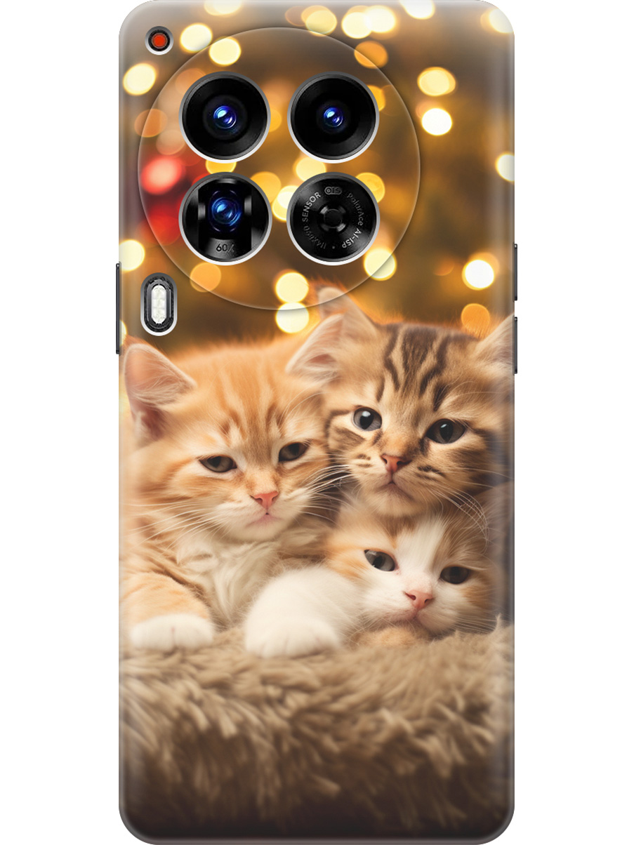 

Силиконовый чехол на Tecno Camon 30 Premier 5g с принтом "Котята и Новый Год", Прозрачный;бежевый;желтый, 782633011