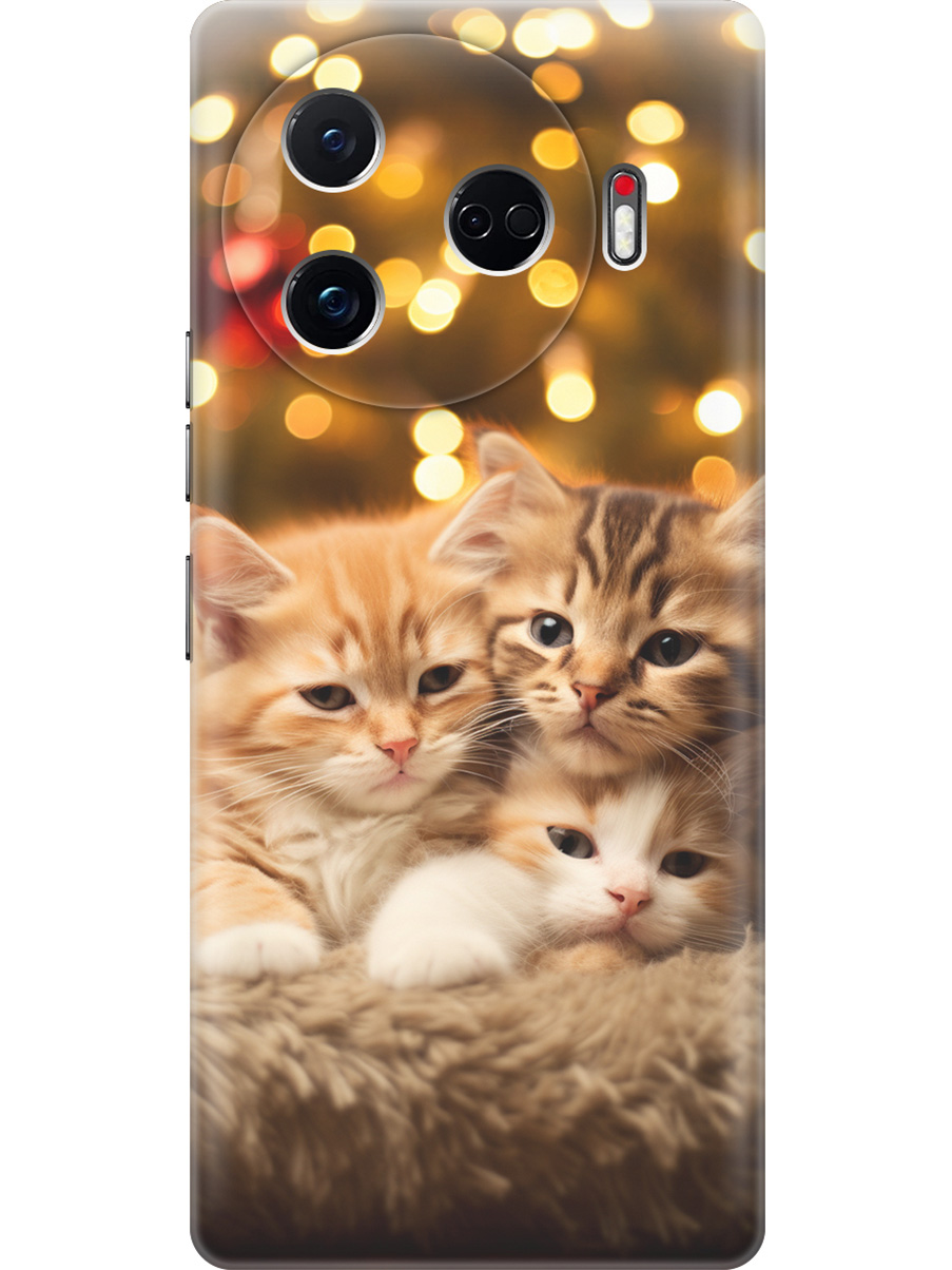 

Силиконовый чехол на Tecno Camon 30 Pro 5g с принтом "Котята и Новый Год", Прозрачный;бежевый;желтый, 782633611