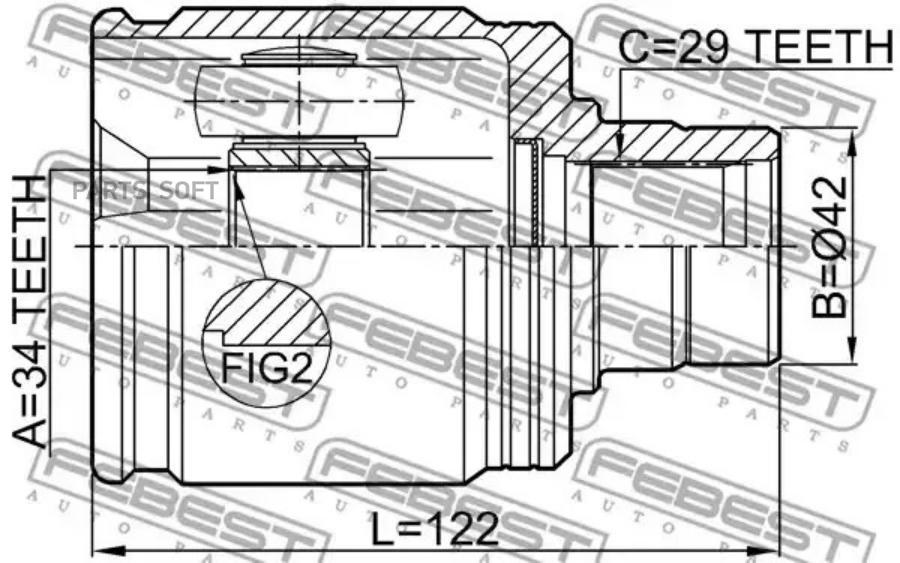 

ШРУС внутренний правый 34x43x29 HONDA CR-V RE3/RE4 2007-2012 0311-ACC22RH