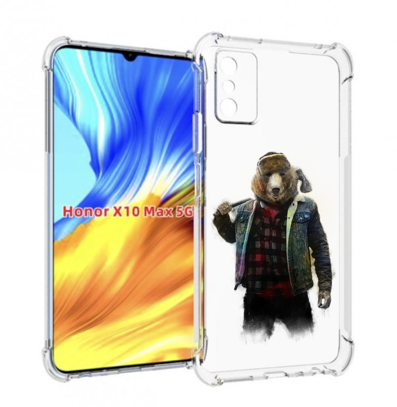 

Чехол MyPads медведь с топором для Honor X10 Max, Прозрачный, Tocco