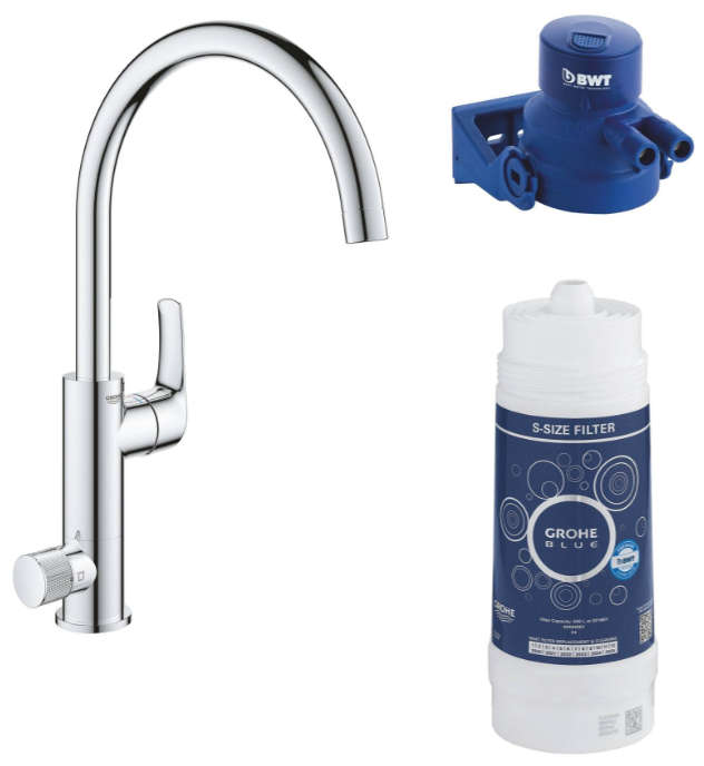 фото Смеситель для кухни с функцией фильтрации grohe blue pure eurosmart 119708 хром