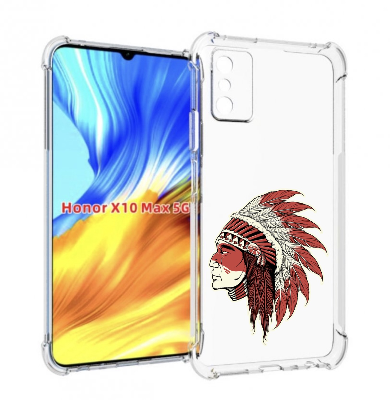 

Чехол MyPads красный индеец для Honor X10 Max, Прозрачный, Tocco