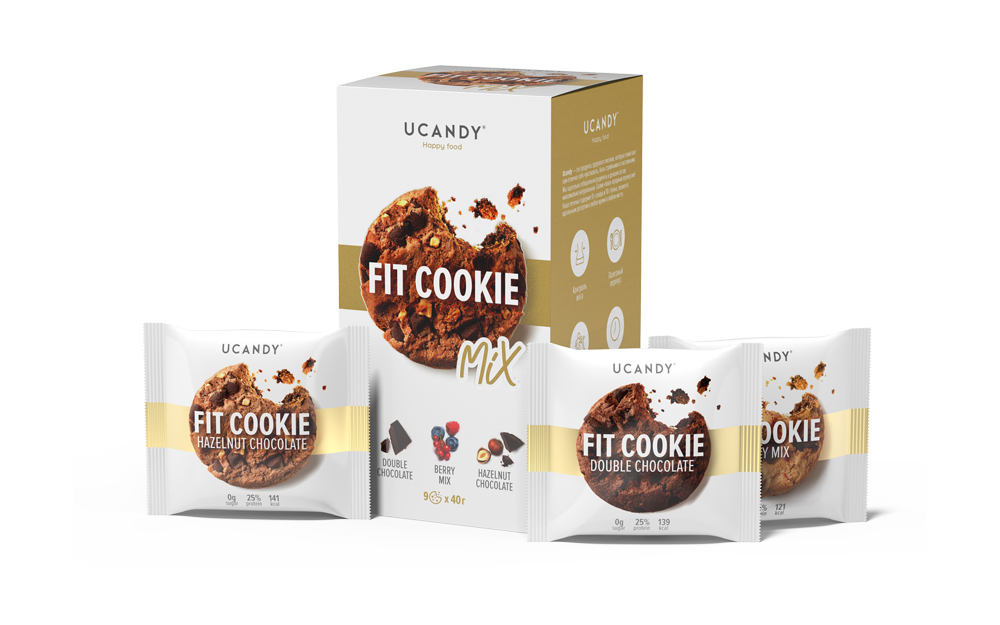 фото Печенье fit cookie mix ucandy 9 шт. по 40г