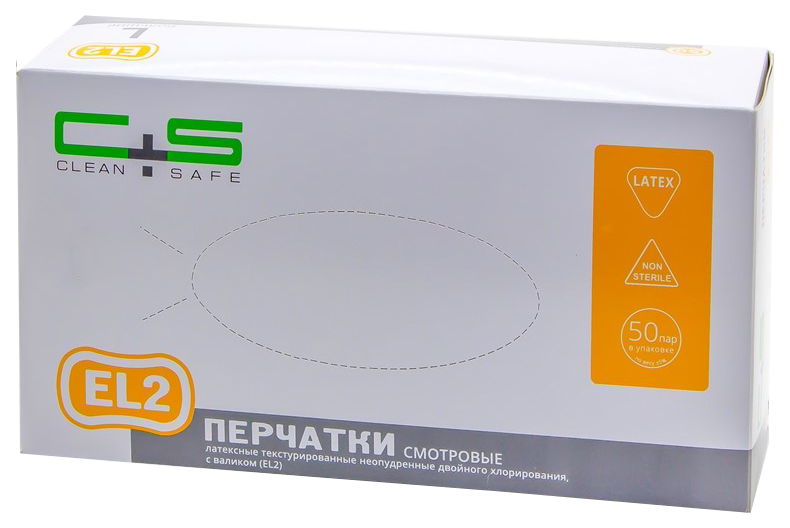 фото Перчатки для медосмотров clean safe el2 латексные желтые m 50 пар