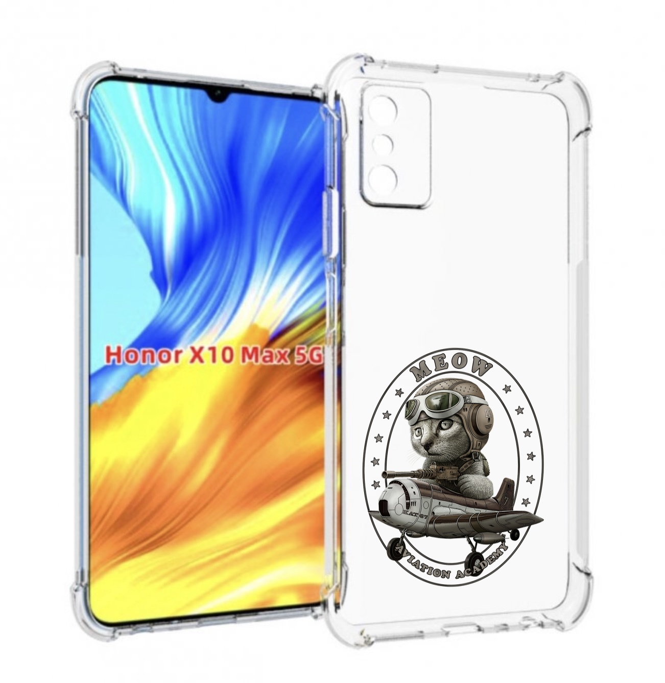 

Чехол MyPads кот в самолете для Honor X10 Max, Прозрачный, Tocco