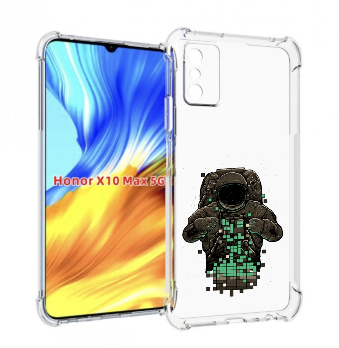 

Чехол MyPads космонавт с пикселями для Honor X10 Max, Прозрачный, Tocco
