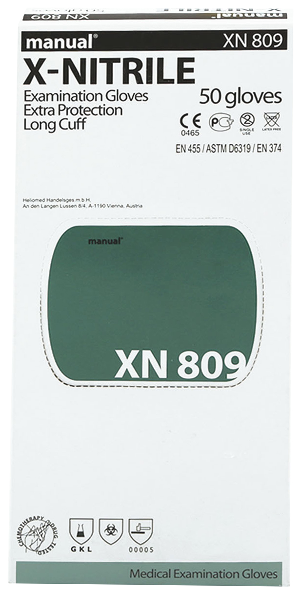 фото Перчатки для медосмотров manual xn 809 нитриловые зеленые xl 25 пар