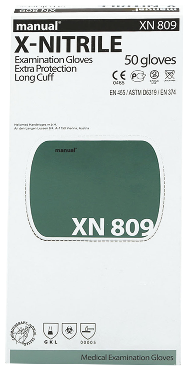 Перчатки для медосмотров Manual XN 809 нитриловые зеленые XL 25 пар 100029545356 зеленый