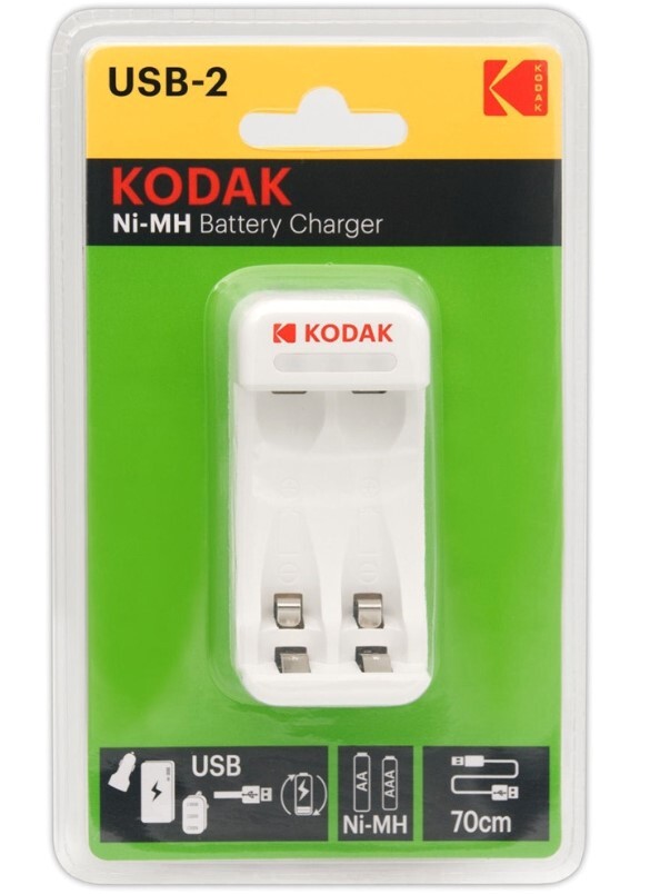 Зарядное устройство KODAK для аккумуляторных батареек на 2 слота ААА+АА автомобильное зарядное устройство kodak