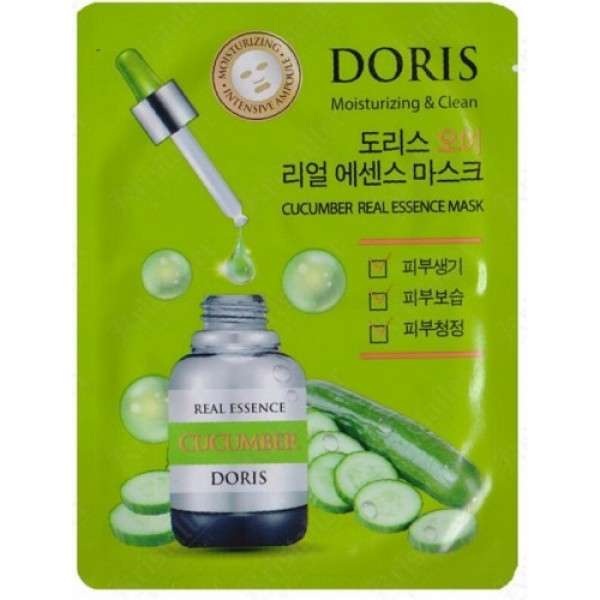 фото Набор тканевых масок для лица doris огурец - cucumber real essence mask, 25мл10шт