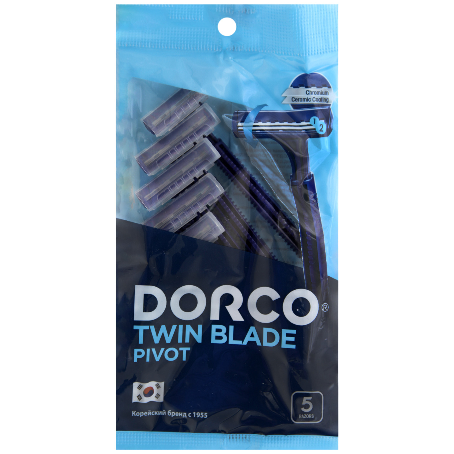 

Станок для бритья Dorco Twin Blade Pivot одноразовый 2 лезвия 5 шт, Синий, 04244