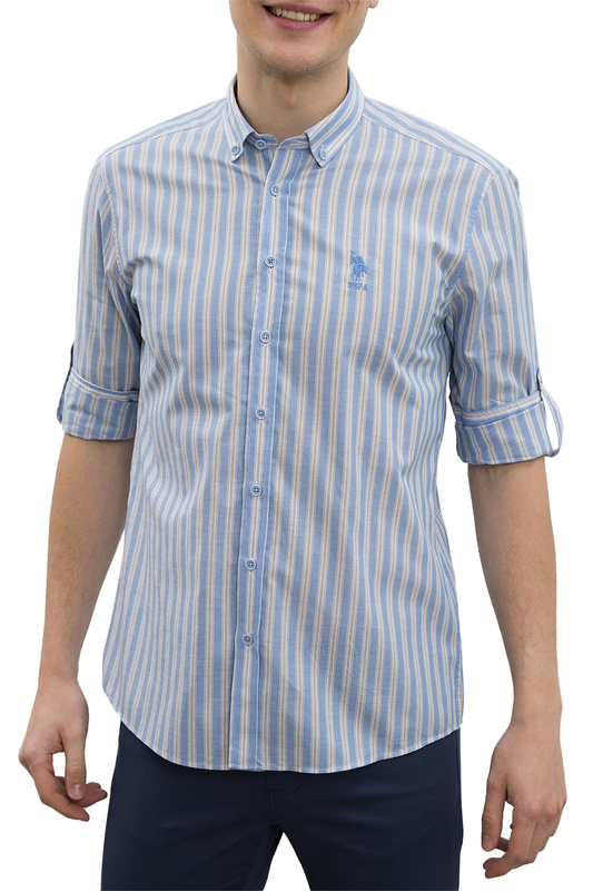 

Рубашка мужская U.S. POLO Assn. G081SZ0040TOTI синяя 50, G081SZ0040TOTI