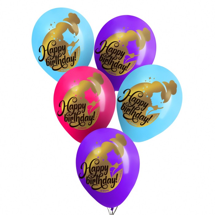 

Воздушные шары цветные Happy Birthday, Принцессы, 12 дюйм (набор 25 шт)