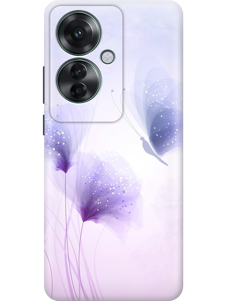 

Силиконовый чехол на Oppo Reno11 f 5G с принтом "Бабочка и фиолетовые цветы", Прозрачный;фиолетовый, 782631223