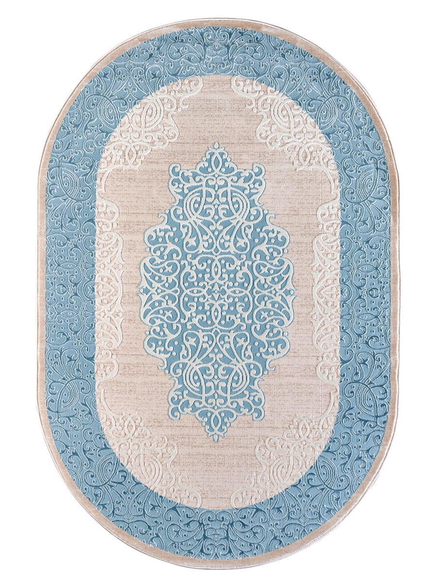 фото Ковер rixos 3865a овал белый/голубой 120x180 sofia rugs