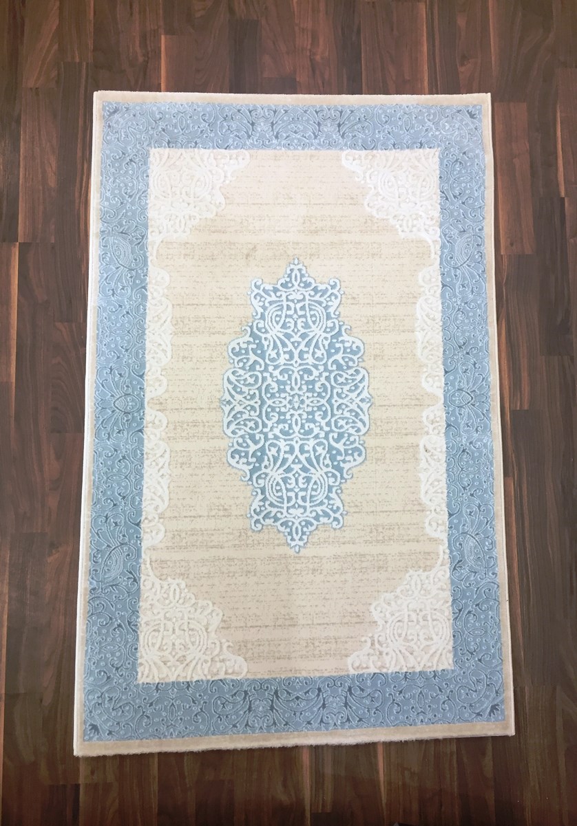 фото Ковер rixos 3865a прямой белый/голубой 080x150 sofia rugs