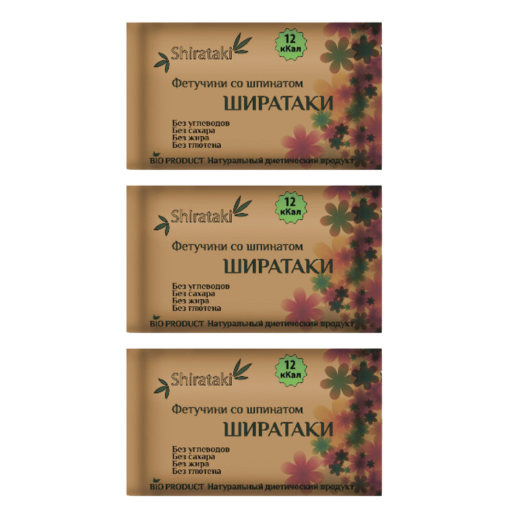 

Ширатаки Фетучини со шпинатом (3 шт. по 340 г)