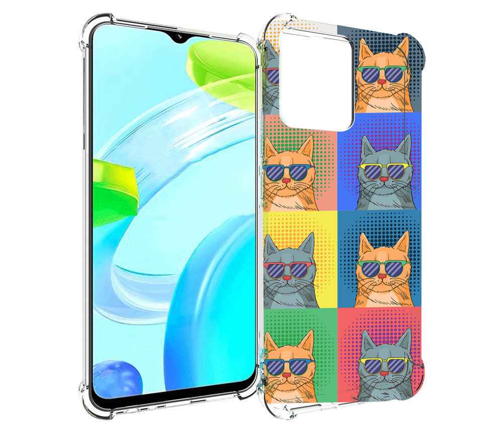 Чехол MyPads разноцветные-коты для Tecno Phantom X2