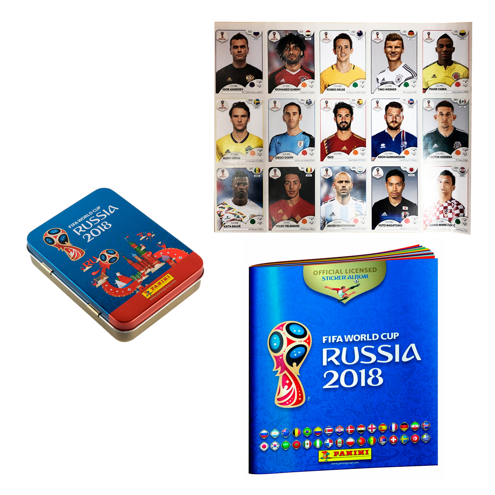 Альбом + коробочка и лист наклеек Panini ЧЕМПИОНАТ МИРА ПО ФУТБОЛУ FIFA 2018 (15 наклеек)