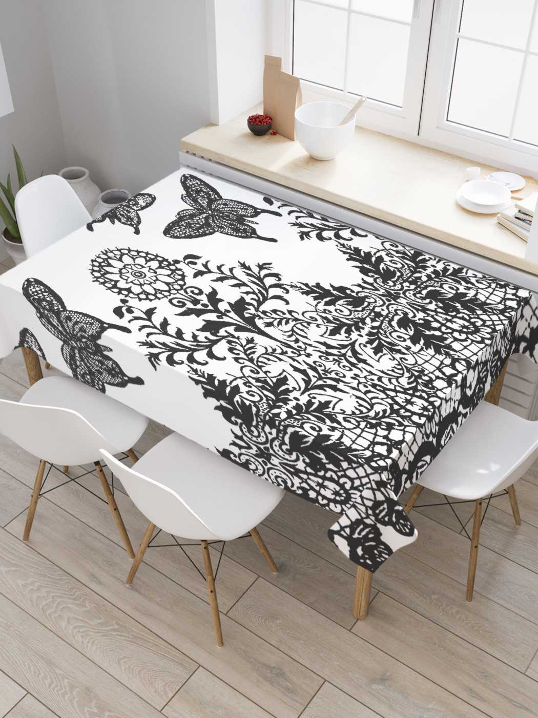 

Скатерть прямоугольная JoyArty "Цветы сновидений" из сатена, 180x145 см, Серый, Цветы сновидений