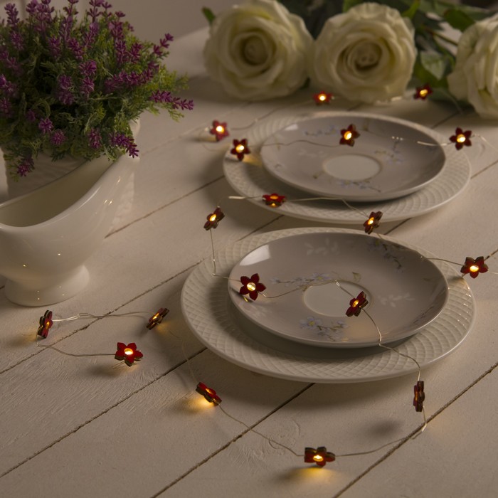 

Световая гирлянда новогодняя Luazon Lighting Цветок 3667518 2 м белый теплый, Цветок