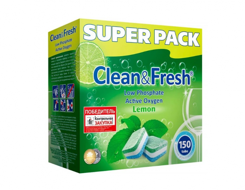 фото Таблетки для посудомоечных машин clean&fresh, 150 шт.