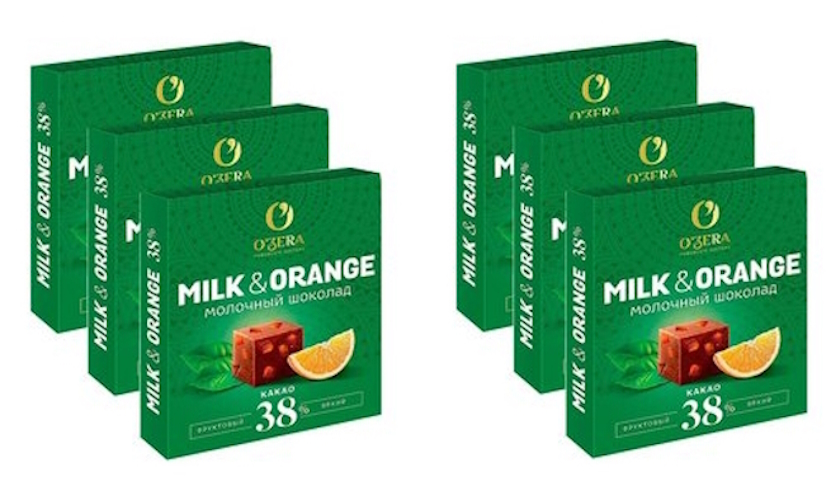 OZera, шоколад молочный Milk & Orange, 90 г х 6 штук